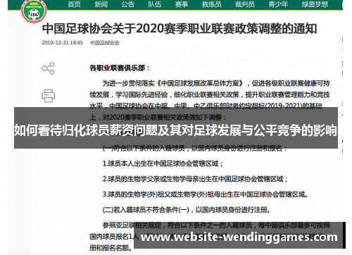 如何看待归化球员薪资问题及其对足球发展与公平竞争的影响