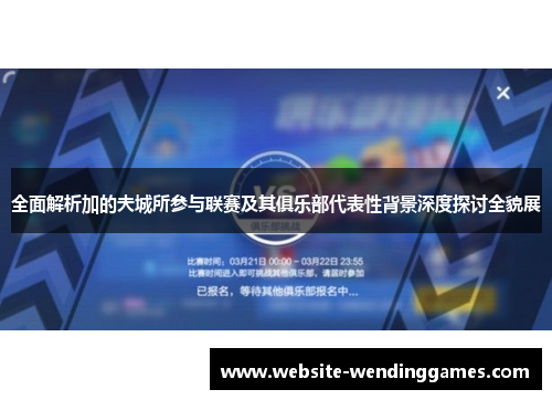 全面解析加的夫城所参与联赛及其俱乐部代表性背景深度探讨全貌展 全面解析加的夫城所参与联赛及其俱乐部代表性背景深度探讨全貌展